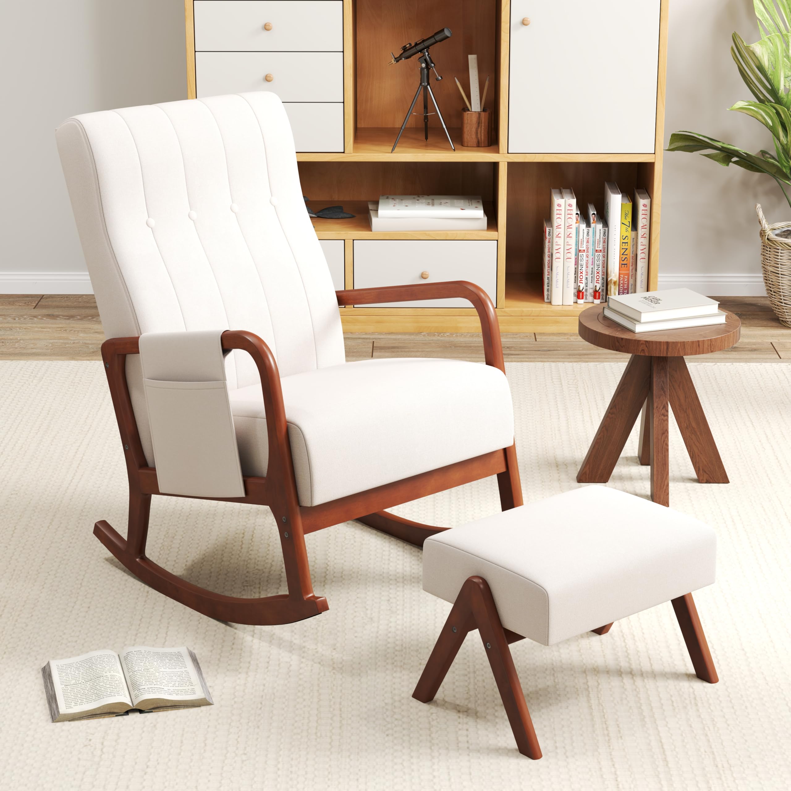 KOMFOTT Nursery Rocking Chair with Ottoman Upholstered Rocker Chair w