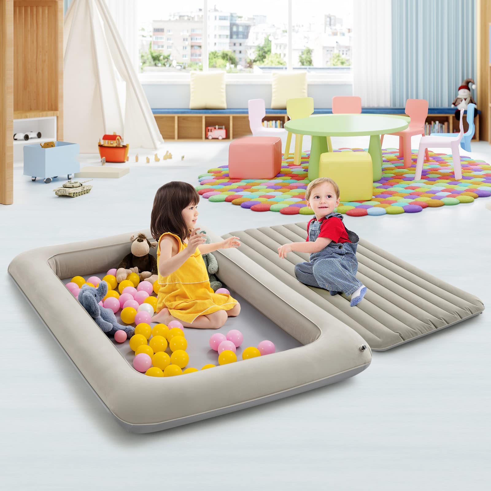 Inflatable Toddler Travel Bed w Air Pump KOMFOTT