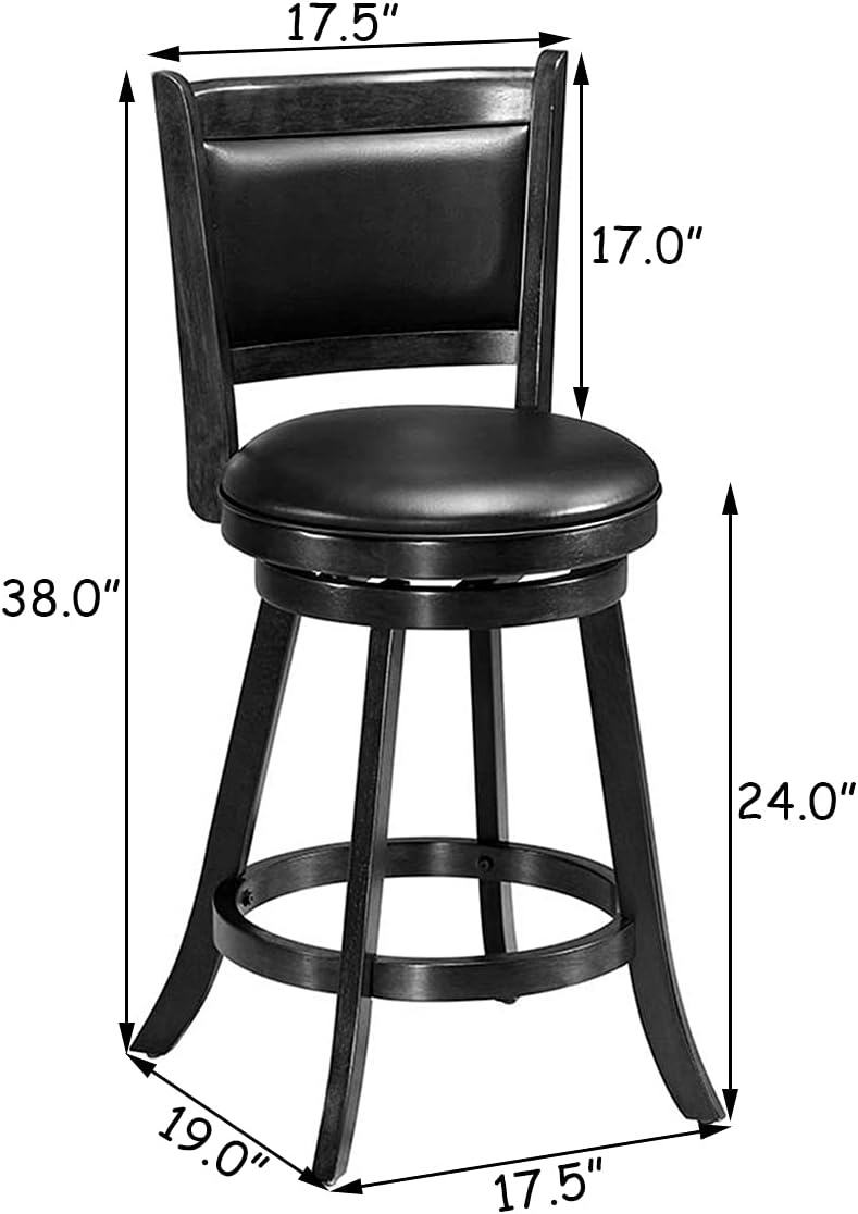 KOMFOTT Bar Stools Set of 1/2 360 Degree Swivel, Accent Wooden Swivel Seat Counter Height Bar Stool