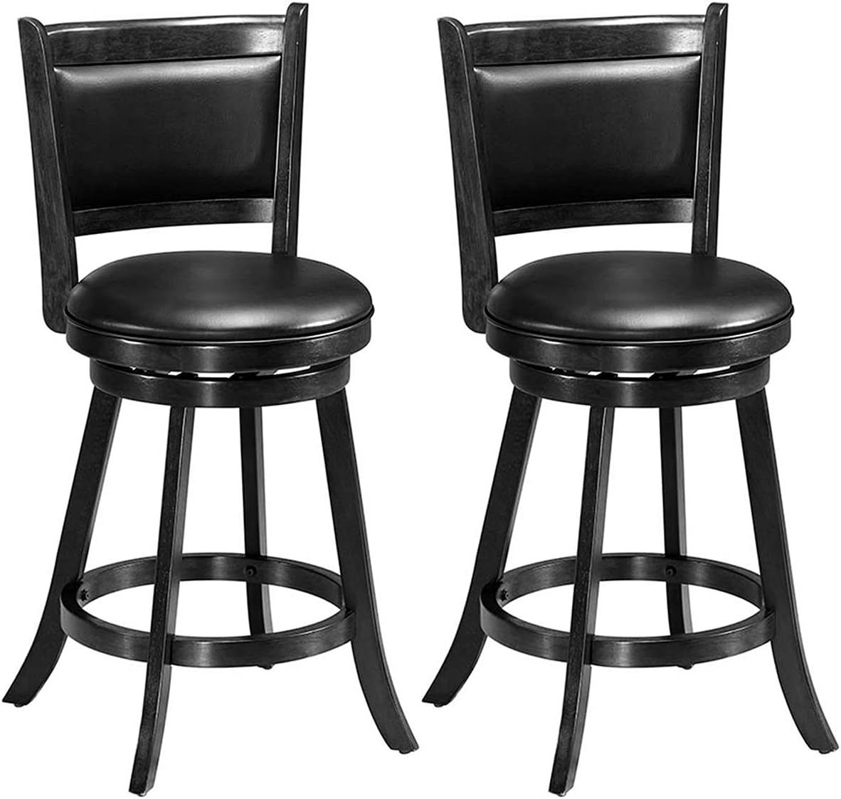 KOMFOTT Bar Stools Set of 1/2 360 Degree Swivel, Accent Wooden Swivel Seat Counter Height Bar Stool