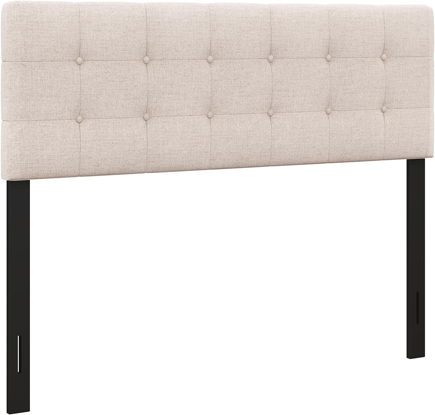 KOMFOTT Linen Upholstered Headboard, Modern Tufted Button Bed Headboard with Solid Rubber Wood Legs