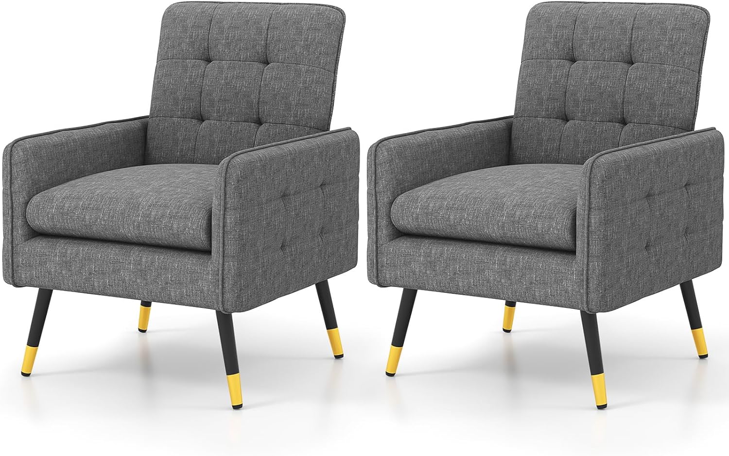 KOMFOTT Modern Accent Chair, Upholstered Armchair Single Sofa Chair with Metal Legs & Adjustable Foot Pads