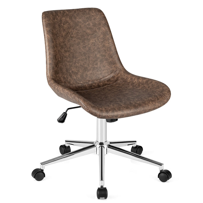 KOMFOTT Modern Home Office Chair, PU Armless Desk Chair, 360° Swivel Task Chairs