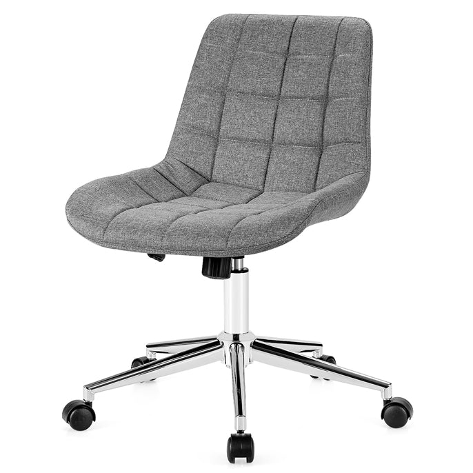 KOMFOTT Modern Home Office Chair, Fabric Armless Leisure Chair w/Stable Metal Base and Rocking Function