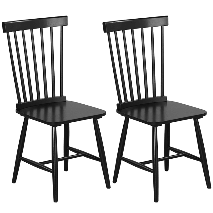 KOMFOTT Wood Dining Chairs Set of 2, Solid Wood Windsor Dining Chair with Wide Seat