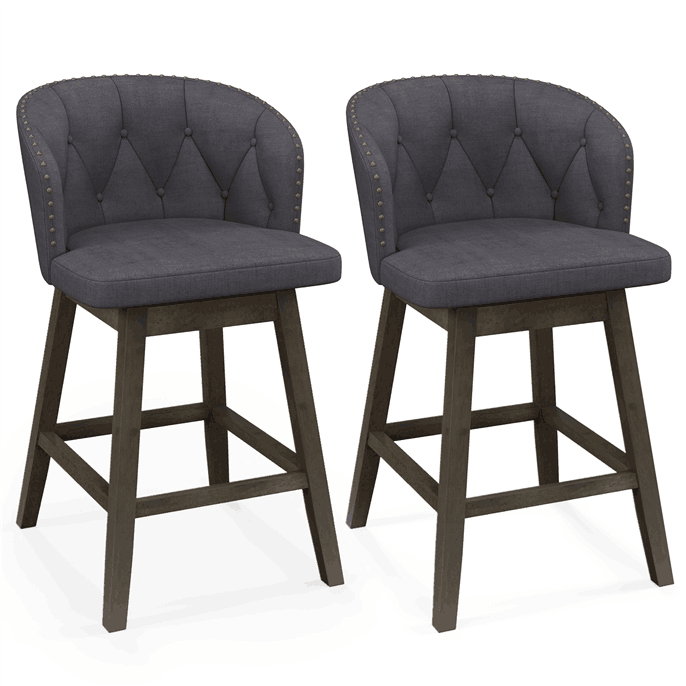 KOMFOTT Counter Height Fabric Upholstered Bar Stools Set of 2