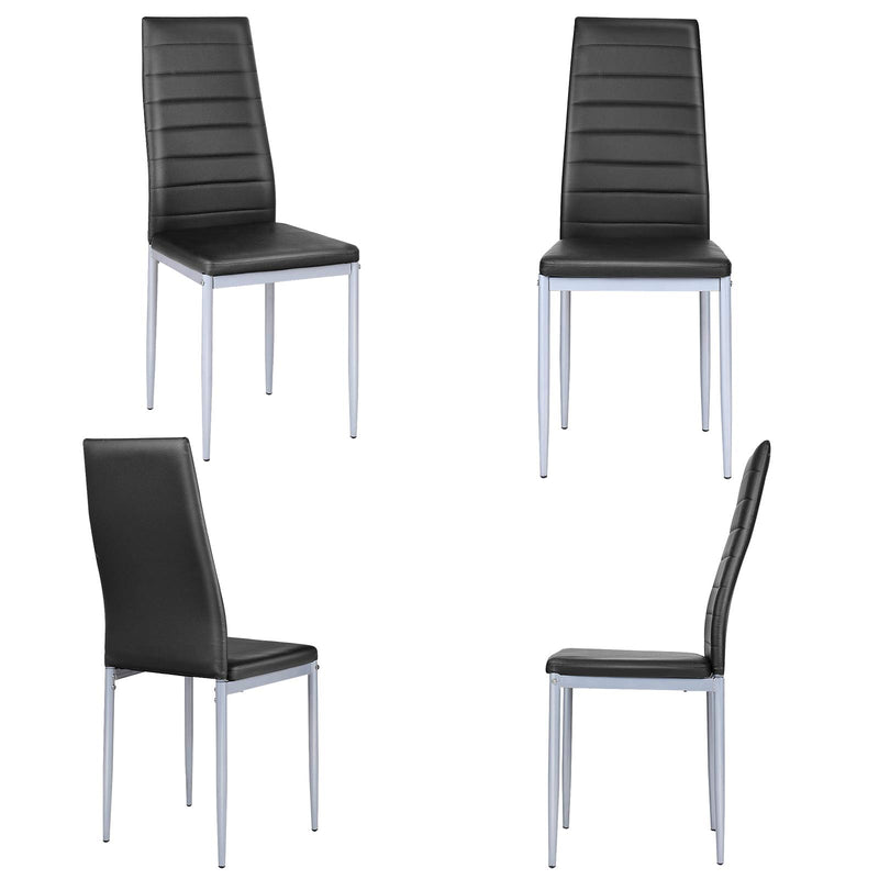 KOMFOTT Set of 4 PU Leather Dining Side Chairs with Padded Seat Foot Cap Protection Stable Frame Heavy Duty High Back