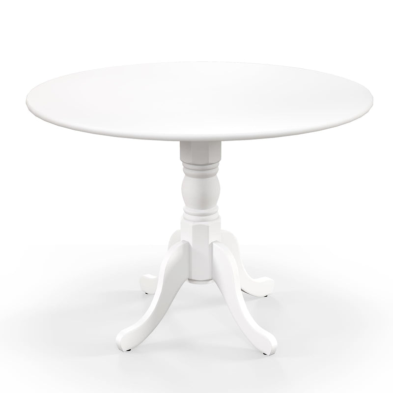 KOMFOTT Round Dining Table, 40" D X 29" H, Rubber Wood Pedestal Table W/Round Tabletop & Curved Trestle Legs