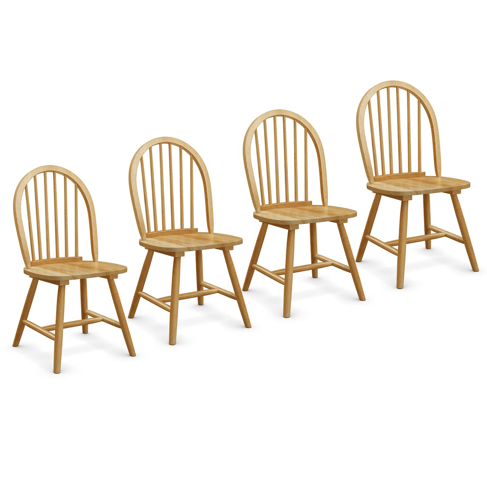 KOMFOTT Set of 2/4 Wood Dining Chairs, French Country Armless Spindle Back Dining Chairs