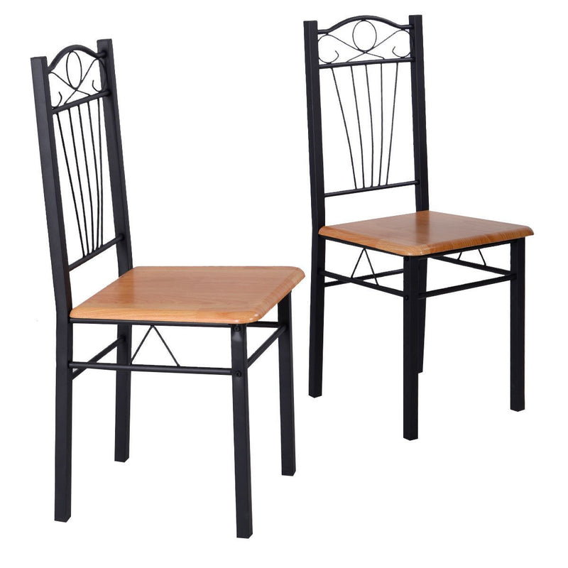 KOMFOTT Steel Frame Dining Set Table and Chairs, Kitchen Modern Furniture Bistro Wood