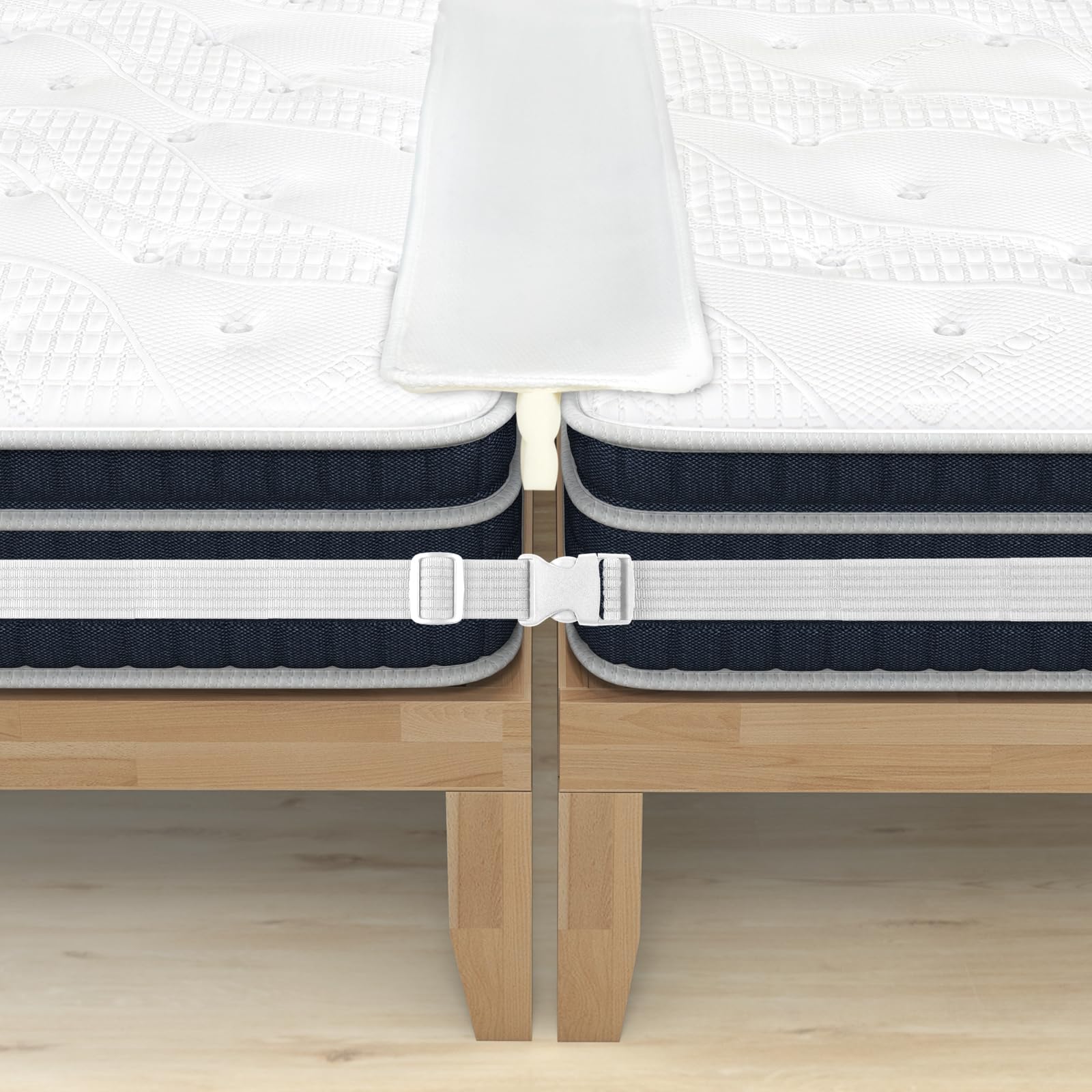 KOMFOTT 75” X 9” Wide Bed Bridge Twin to King Converter Kit, Mattress Connector Kit with Adjustable Strap, Split King Gap Filler