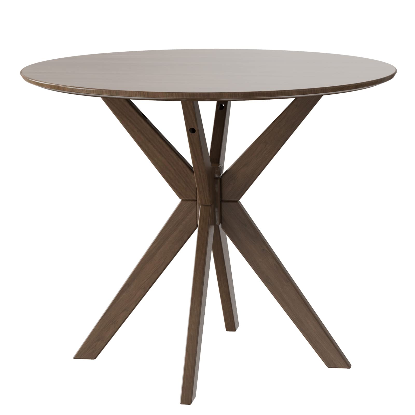 KOMFOTT 36 Inch Round Wood Dining Table with Intersecting Pedestal Base