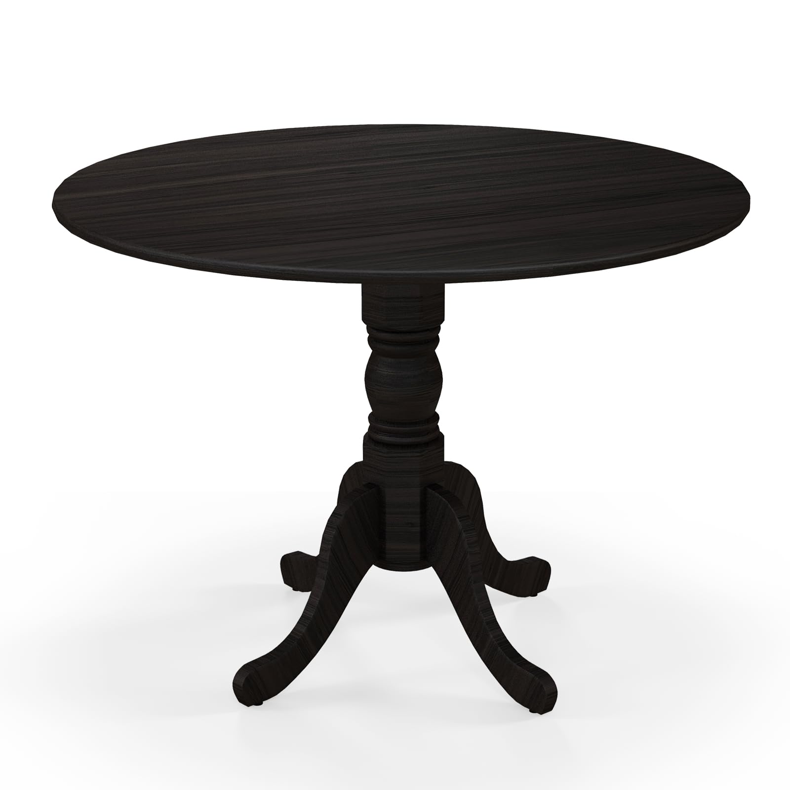 KOMFOTT Round Dining Table, 40" D X 29" H, Rubber Wood Pedestal Table W/Round Tabletop & Curved Trestle Legs