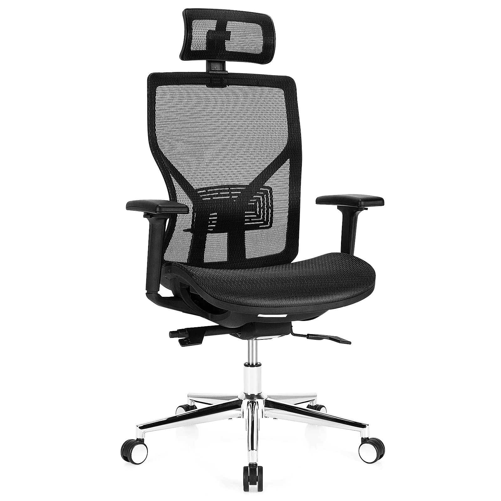 KOMFOTT Ergonomic Office Chair, High-Back Mesh Executive Chair, with Adjustable Headrest, 3D Armrest, Lumbar Support, Reclining Backrest