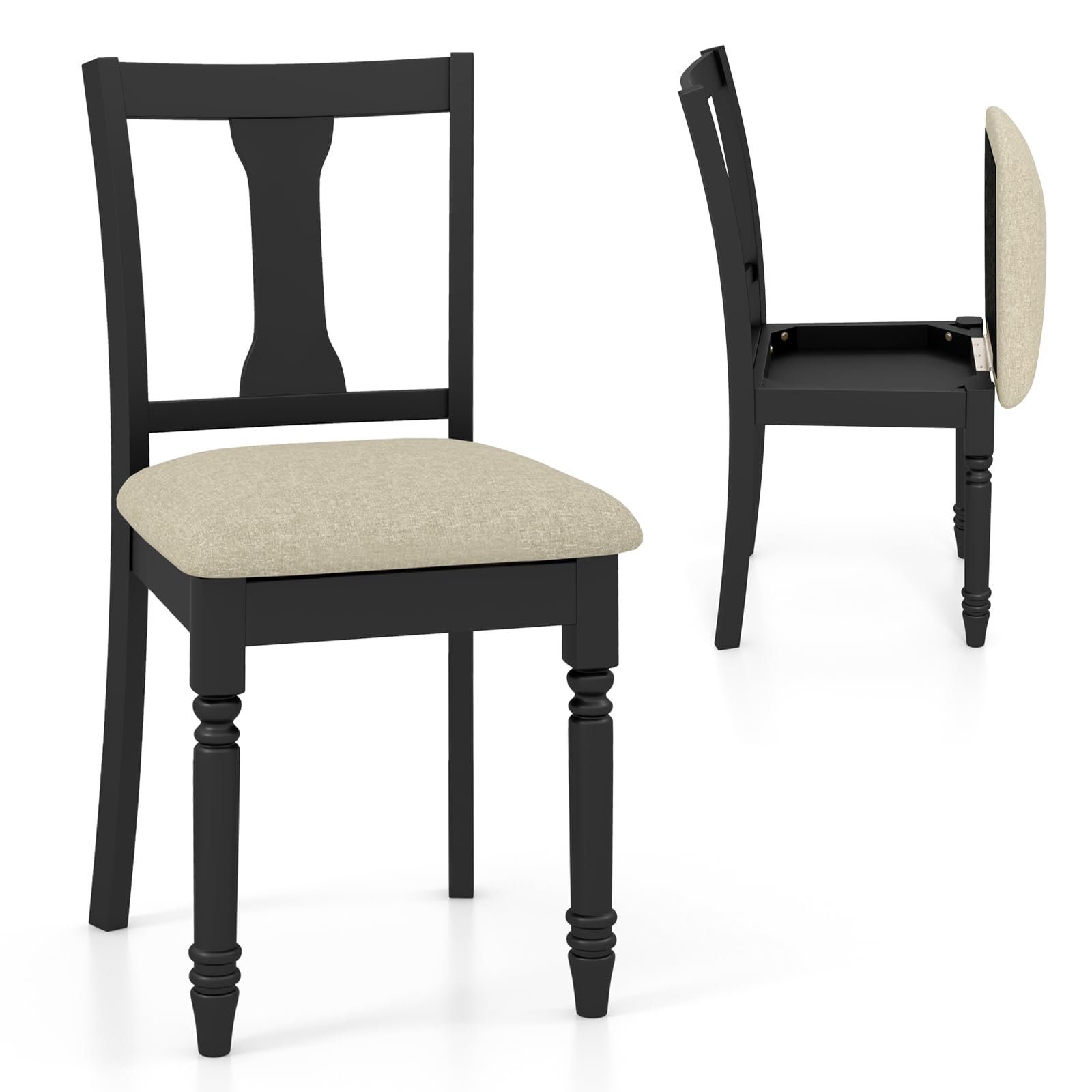 KOMFOTT Wood Dining Chairs Set of 2/4, Armless Wooden Dining Side Chairs with Solid Acacia Wood Frame