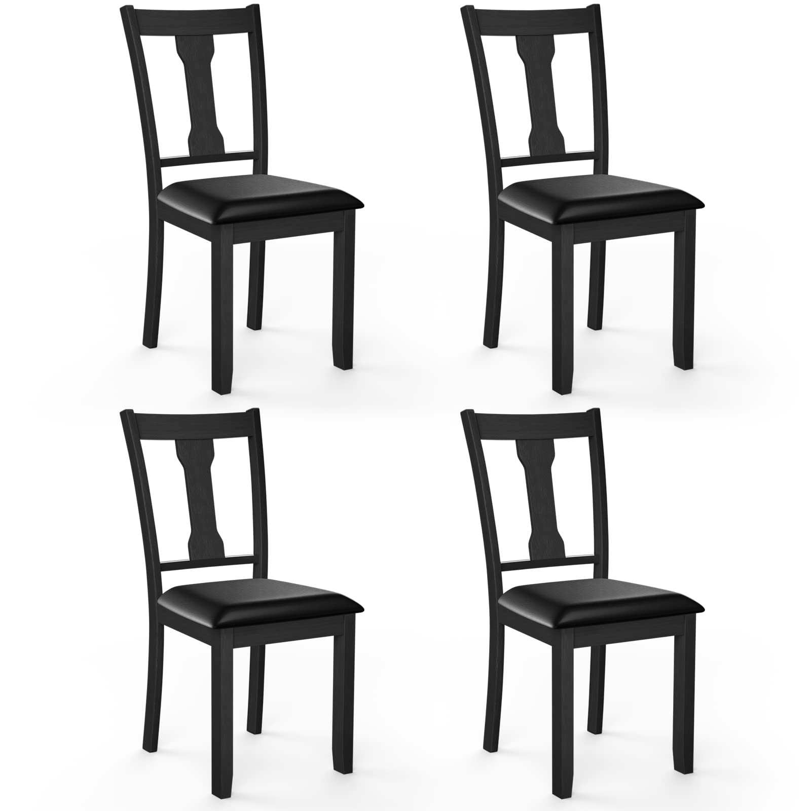 KOMFOTT Set of 2/4 Dining Chairs, Upholstered High Back Kitchen Chairs w/Rubber Wood Frame