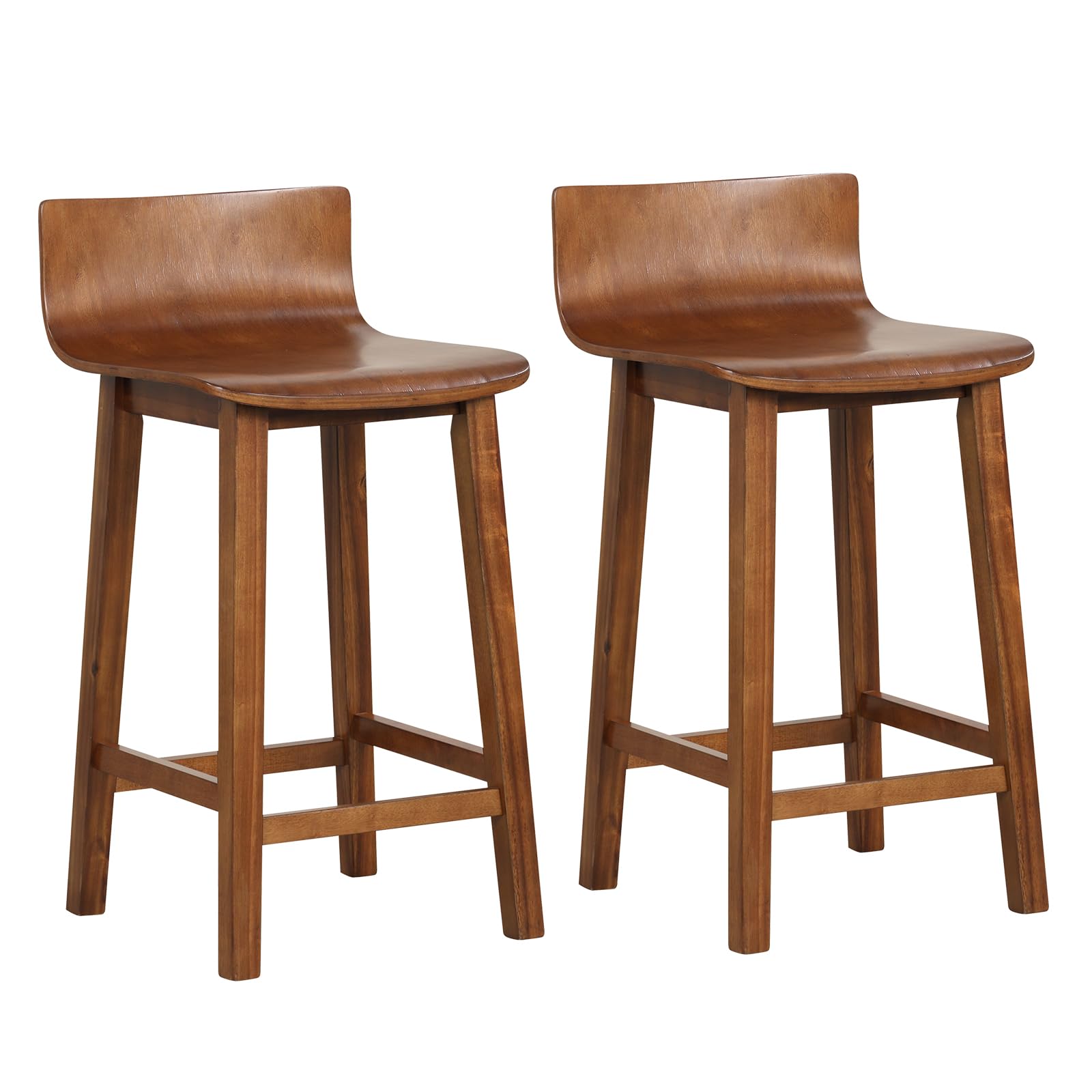 KOMFOTT 24.5" Bar Stools Set of 2/4, Counter Height Bar Stools w/Low Back & Footrest