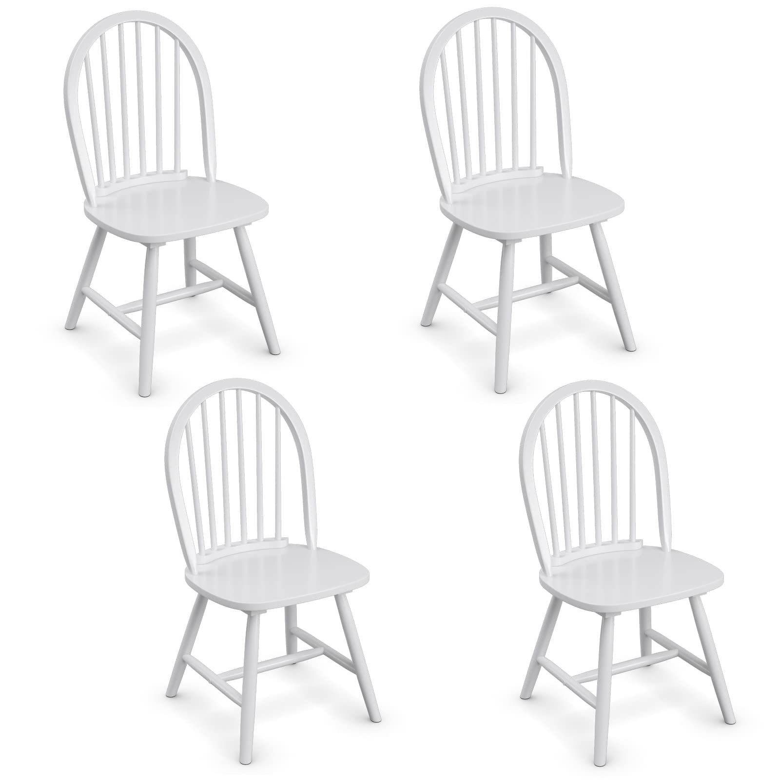 KOMFOTT Set of 2/4 Wood Dining Chairs, French Country Armless Spindle Back Dining Chairs