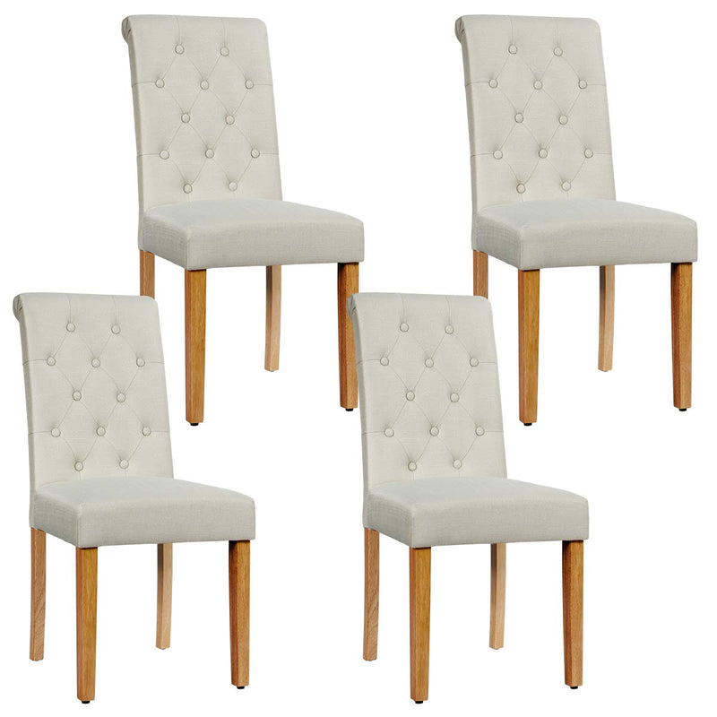 KOMFOTT Upholstered Accent Dining Chairs Set of 2/4 with Adjustable Anti-Slip Foot Pads, High Back, Sturdy Wood Legs