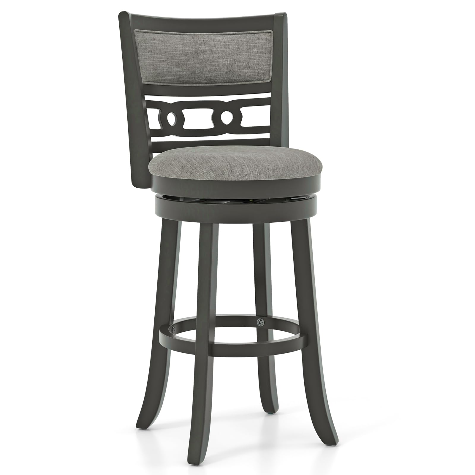 KOMFOTT Bar Stools Set of 1/2/4, Upholstered Bar Height Bar Chair with Wooden Frame, Swivel Seat & Footrest