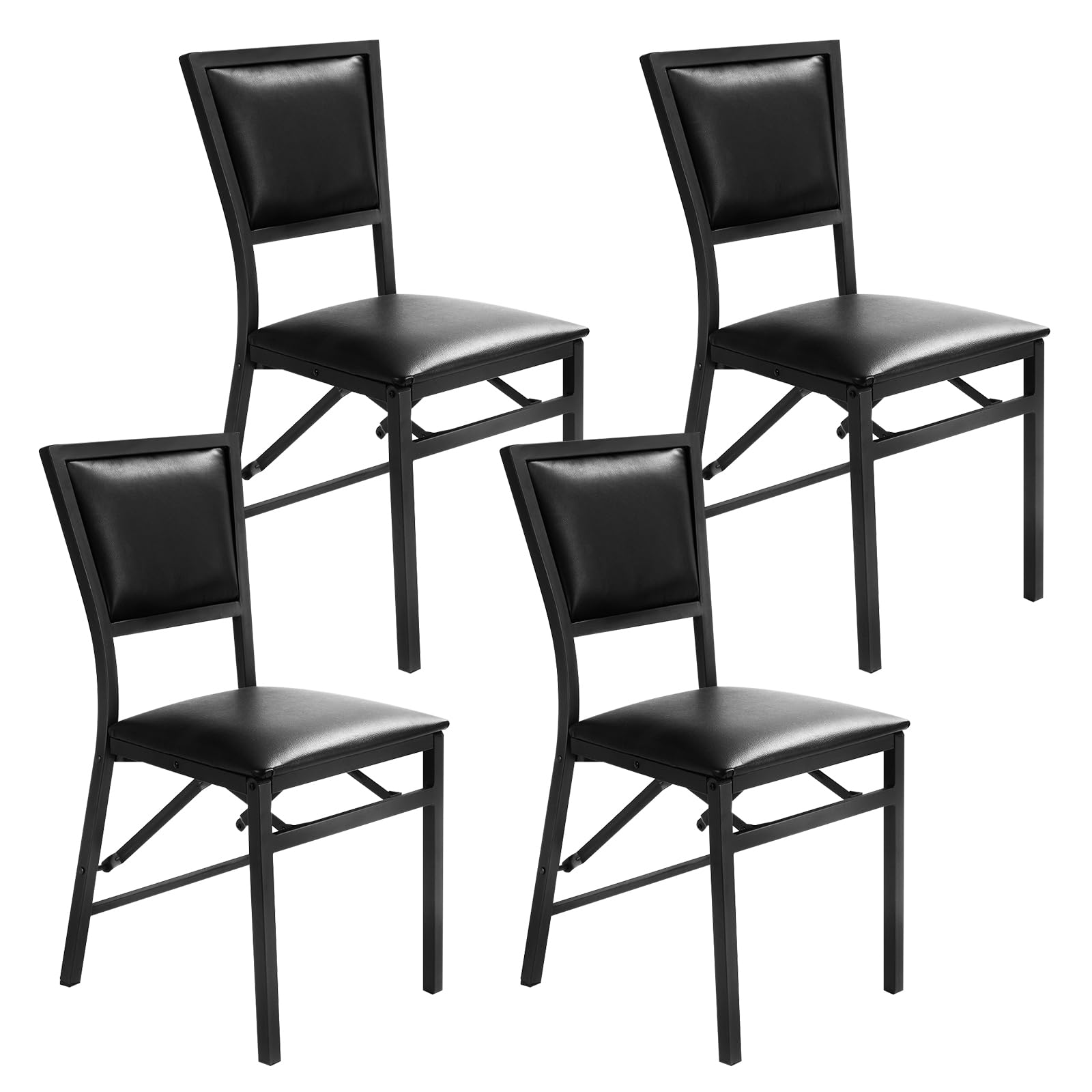 KOMFOTT Folding Dining Chairs Set of 2/4 with Padded Seats, Sturdy Metal Frame