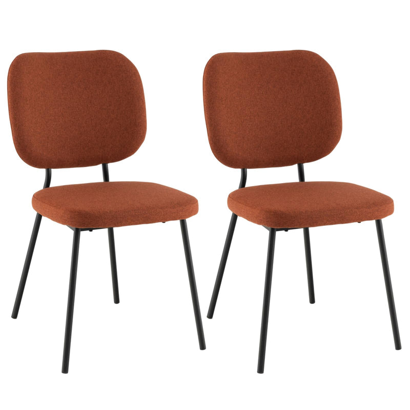 KOMFOTT Modern Fabric Dining Chair Set of 2, Padded Kitchen Chair with Linen Fabric, Sturdy Metal Legs