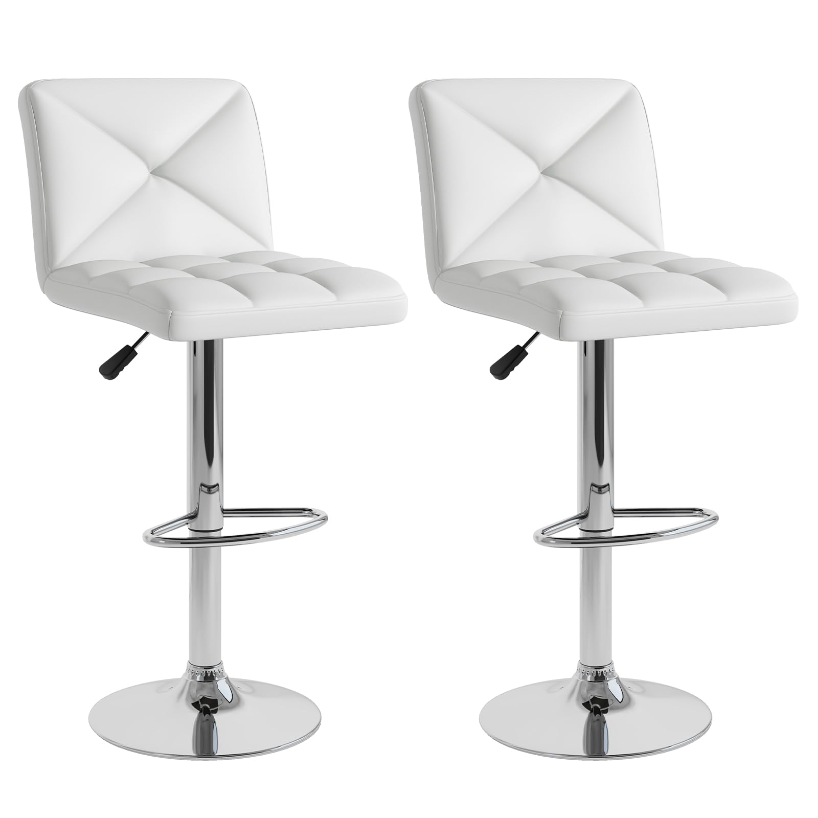 KOMFOTT Bar Stools Set of 2/4, Modern PU Leather Swivel Counter Height Bar Stools with Back, Heavy-Duty Metal Base & Footrest