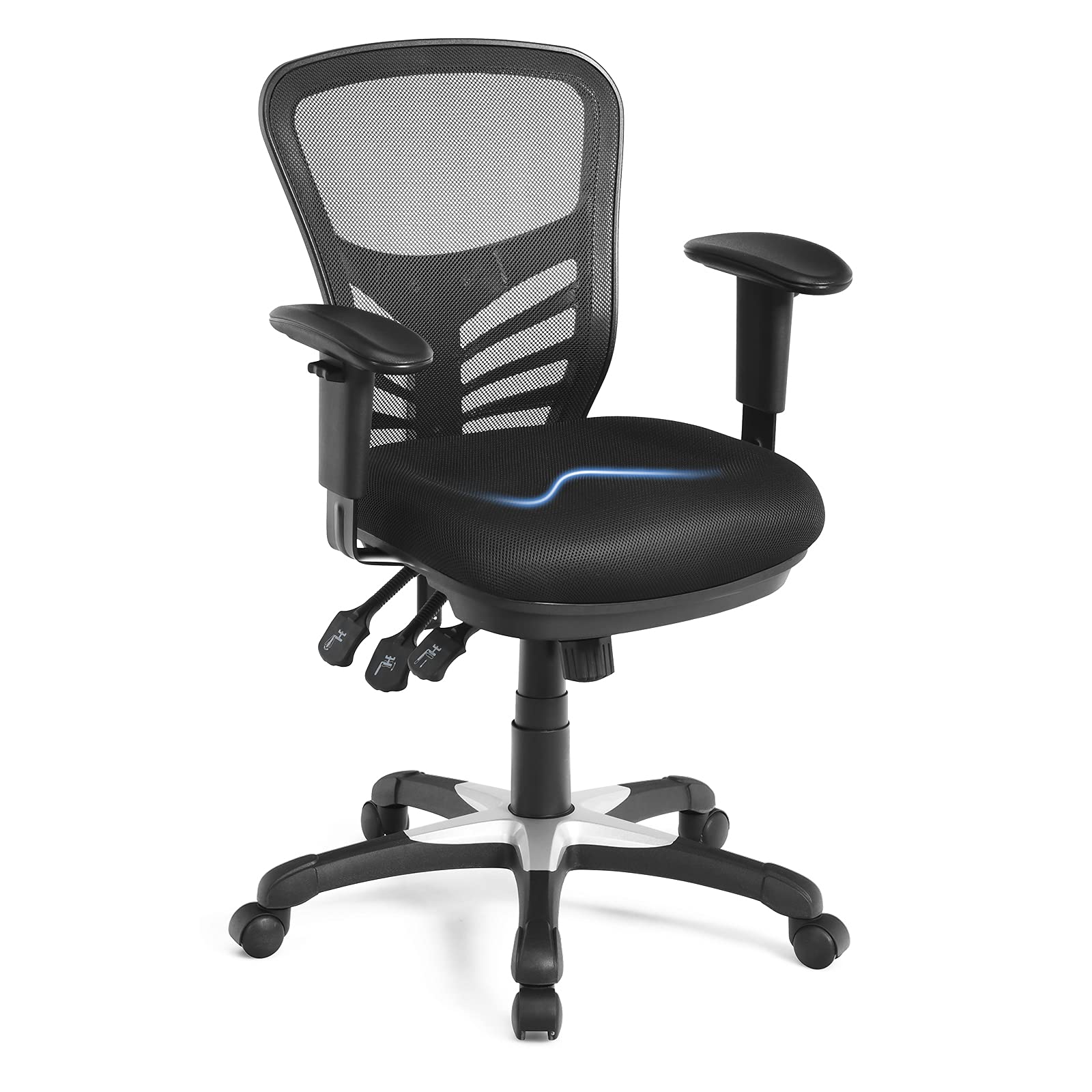 KOMFOTT Mid-Back Managers Mesh Office Chair with Height Adjustable Backrest & Armrest, Seat Tilt Adjustment