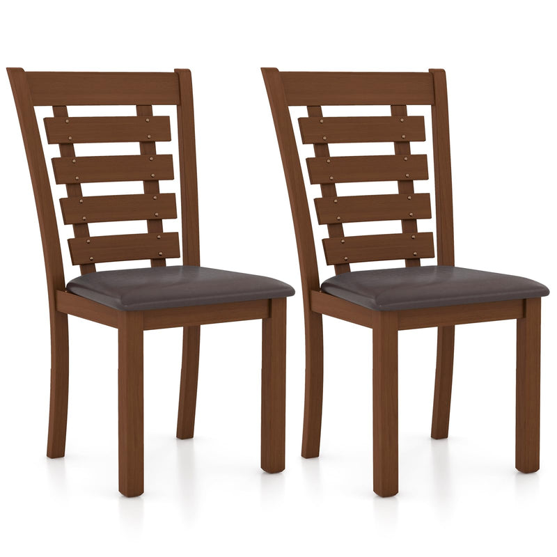 KOMFOTT Wood Dining Chairs Set of 2/4, Farmhouse High Back PU Leather Dining Room Chair