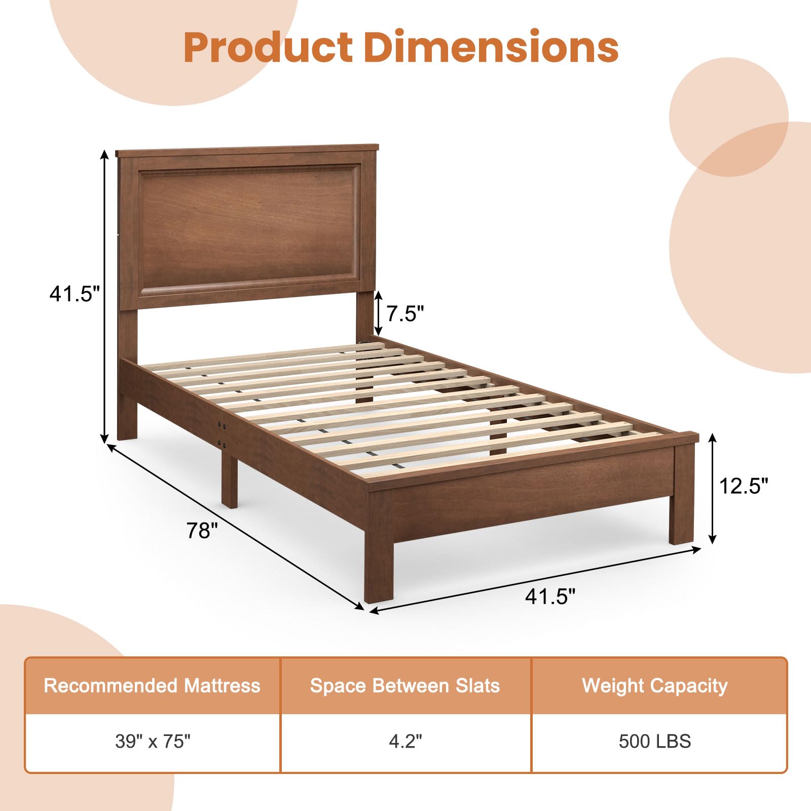 KOMFOTT Wood Platform Bed Frame with Headboard, Wooden Slat Support & Under Bed Storage