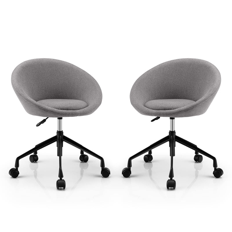 KOMFOTT Armless Office Chair, Modern Fabric Cute Desk Chair with Wheels and Circular Back, Adjustable Swivel Task Computer Chair