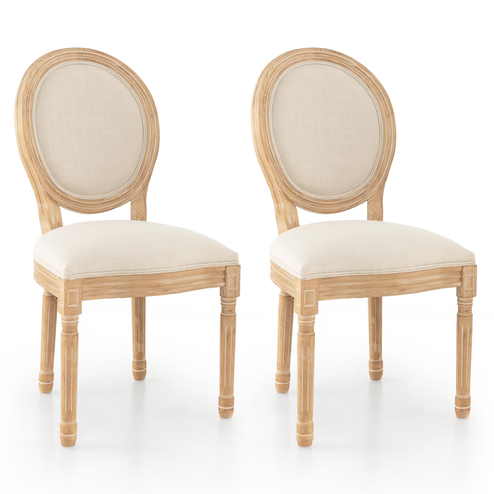 KOMFOTT Wood French Style Dining Chairs Set of 2/4 with Padded Seat & Back