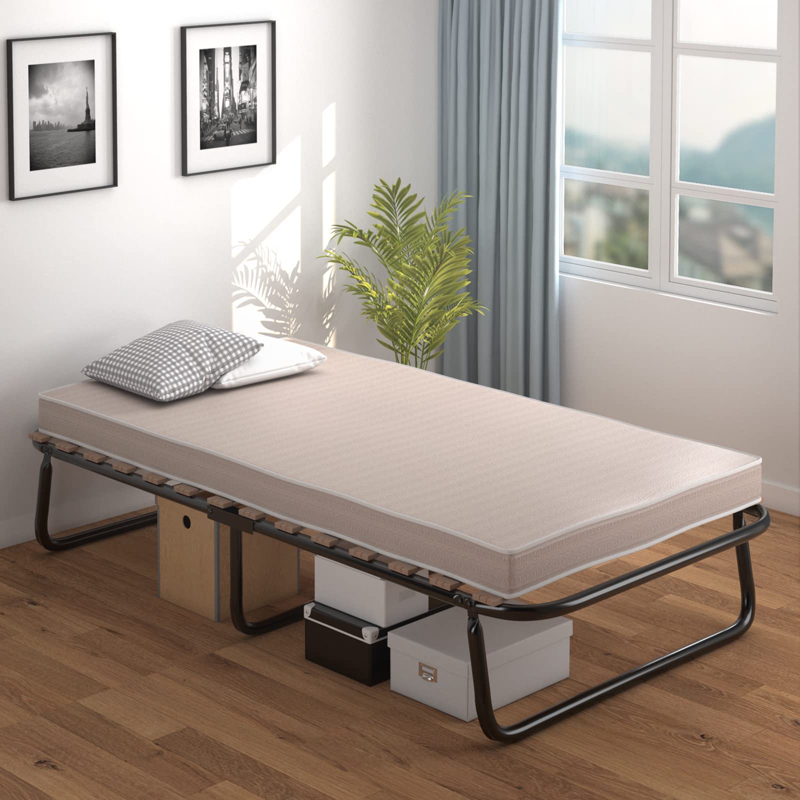 KOMFOTT Twin Size Folding Bed Frame with Mattress (2" or 4")