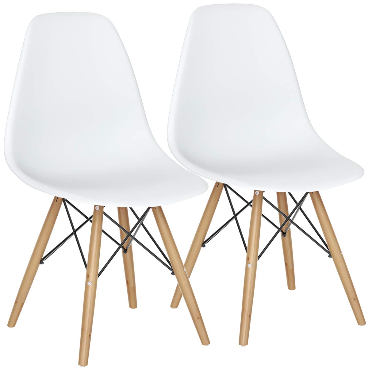 KOMFOTT Mid Century Modern Plastic Dining Chairs Set of 2/4 with Wood Legs