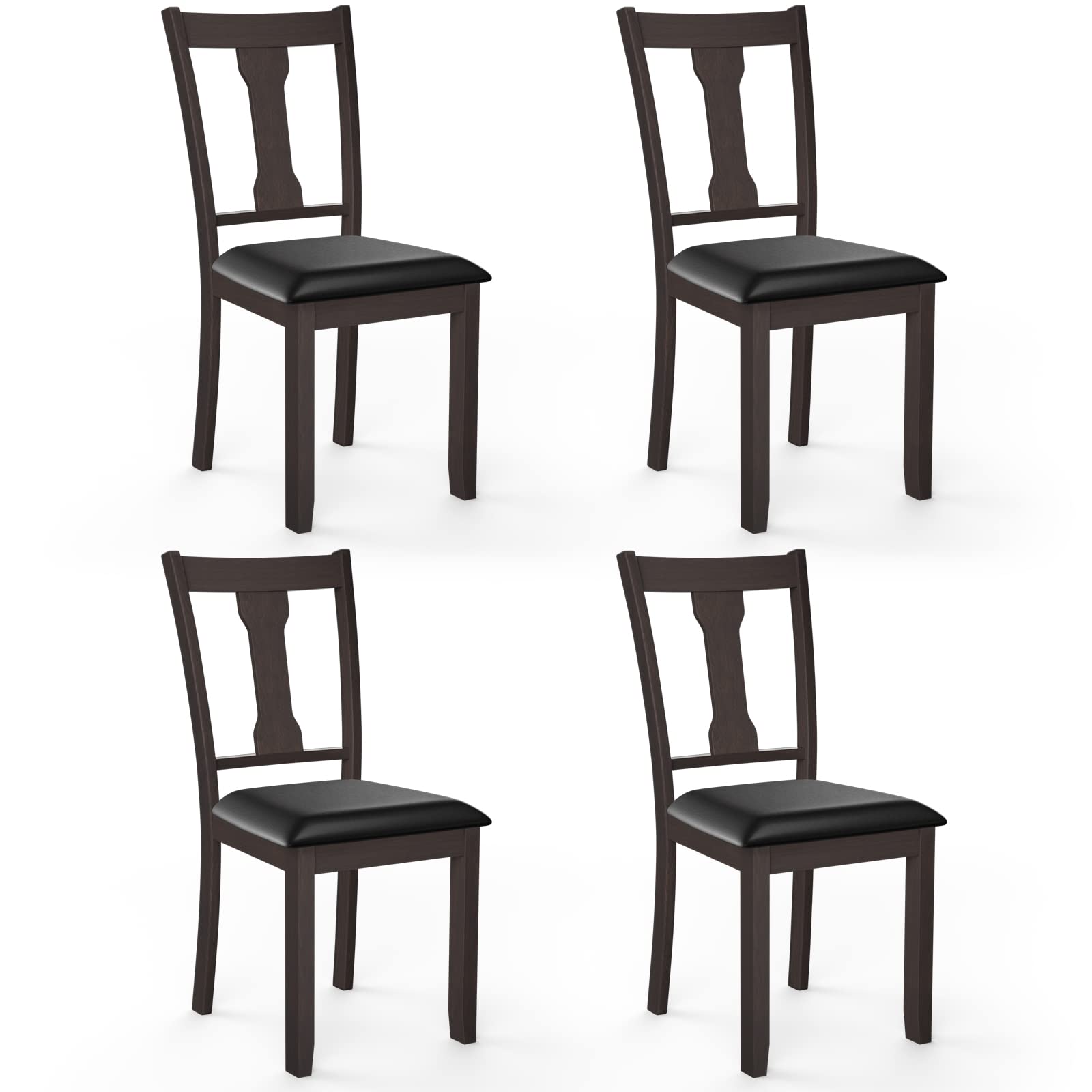 KOMFOTT Set of 2/4 Dining Chairs, Upholstered High Back Kitchen Chairs w/Rubber Wood Frame