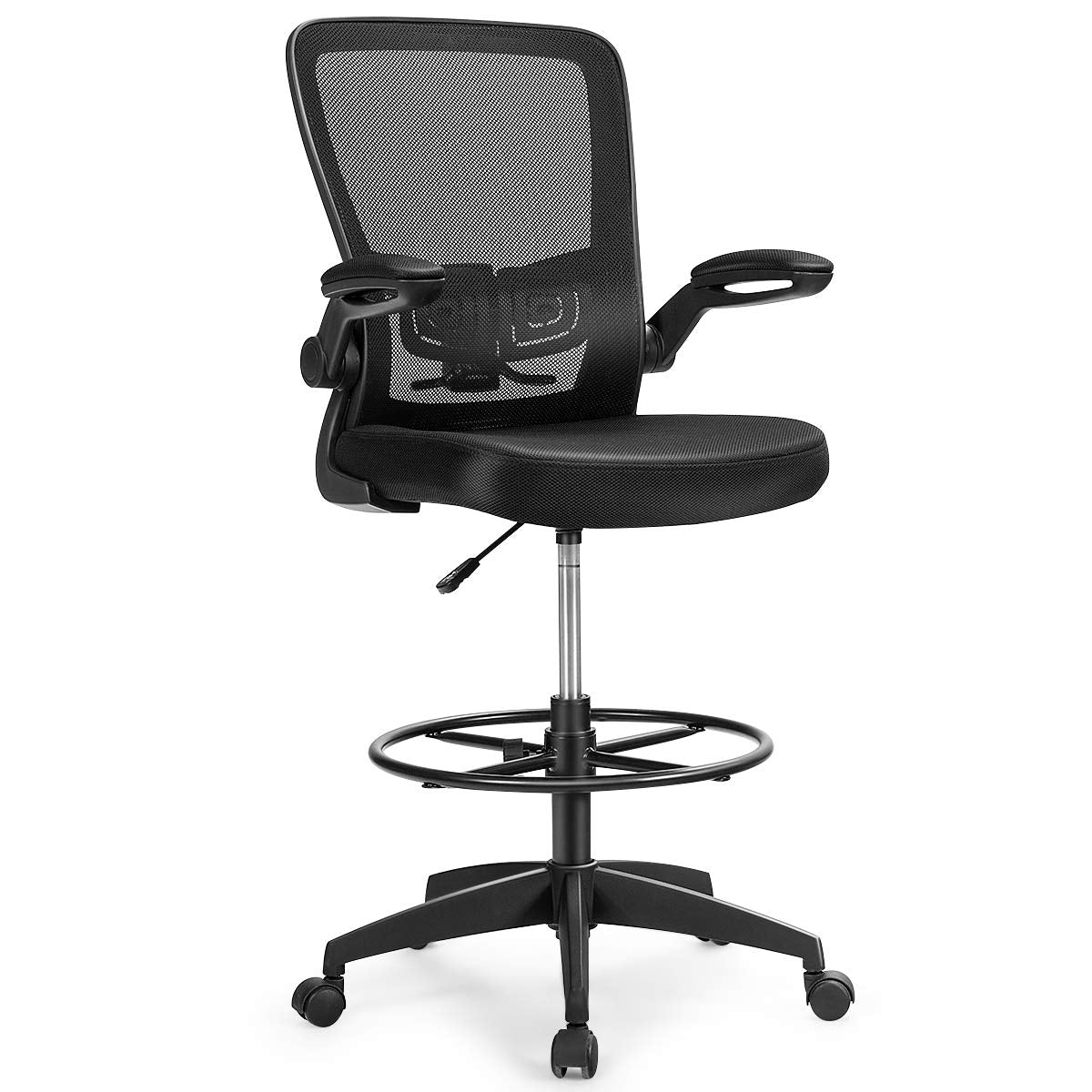 KOMFOTT Drafting Chair, Ergonomic Tall Office Chair with Adjustable Lumbar Support & Footrest Ring