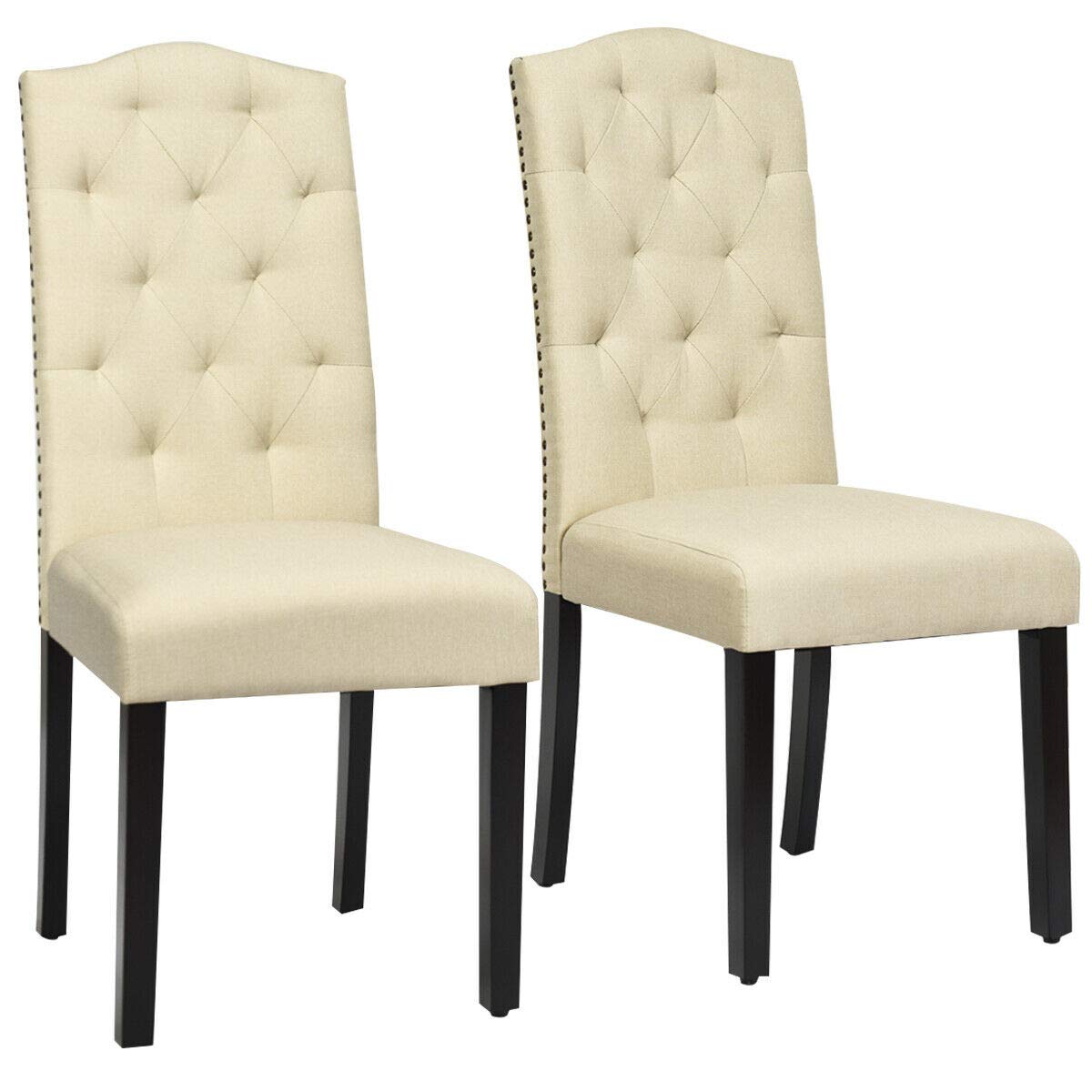 KOMFOTT Set of 2/4 Tufted Fabric Dining Chairs with Padded Seat and Tall Backrest