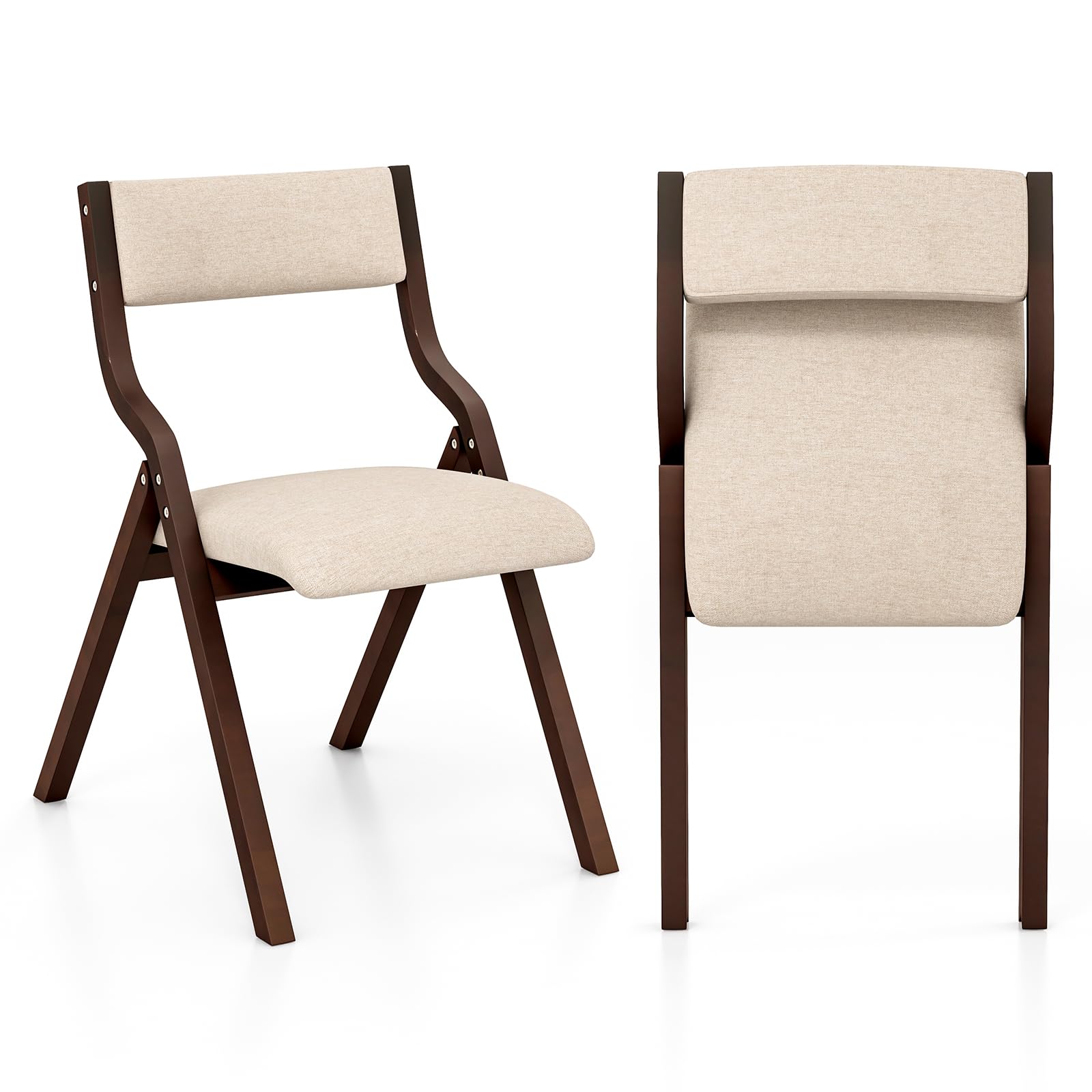 KOMFOTT Folding Dining Chairs Set of 2/4 with Linen Padded Seats