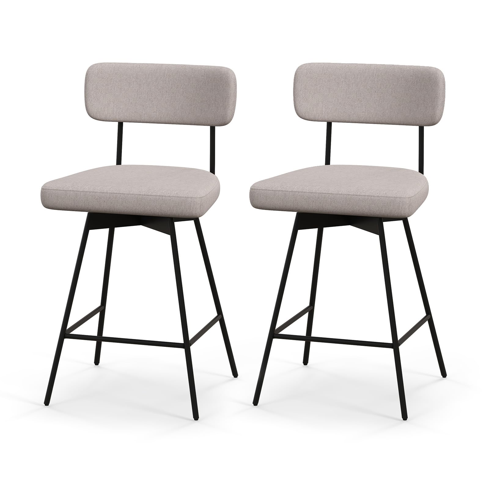 KOMFOTT Bar Stools Set of 2/4, 25” Upholstered Counter Height Bar Stools with Back