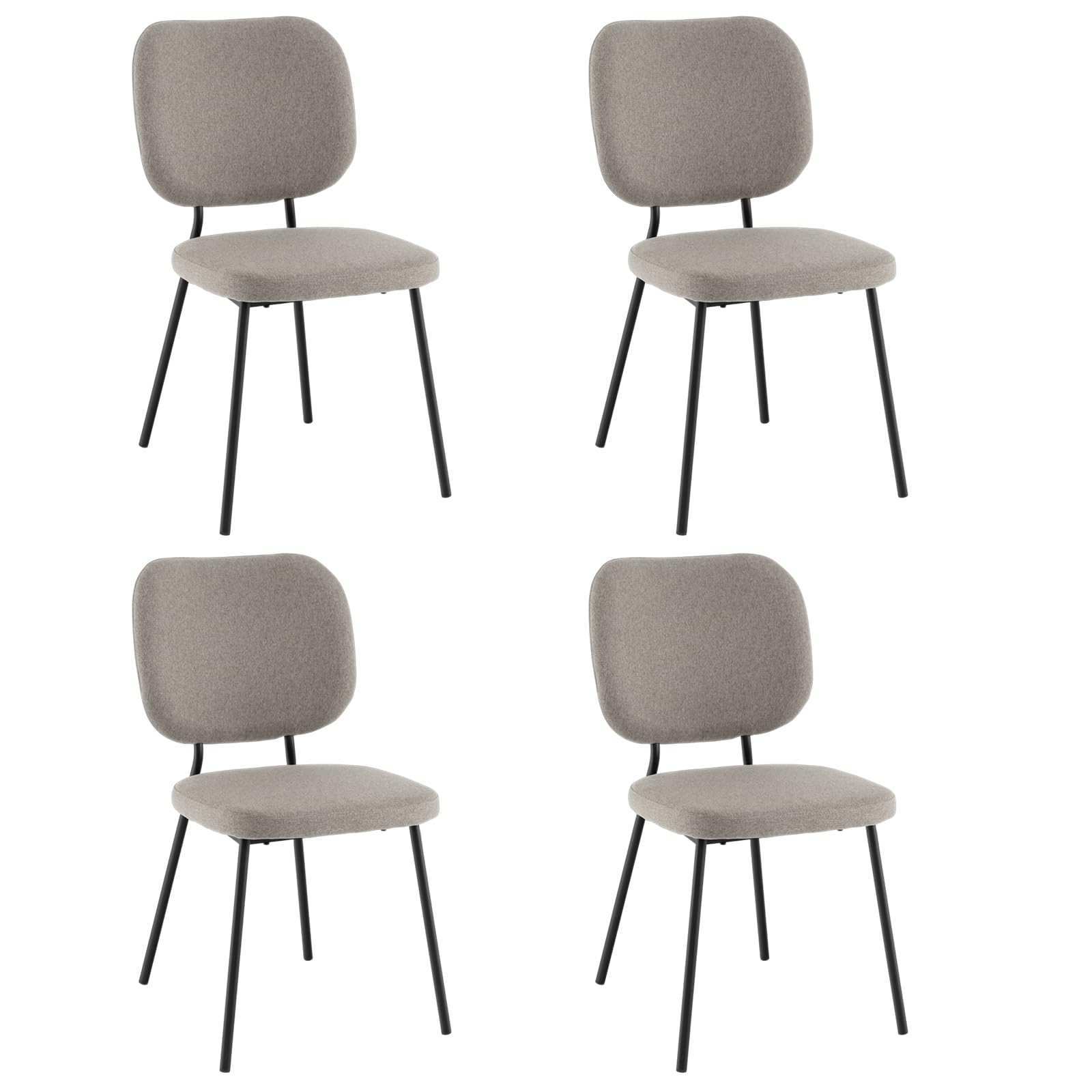 KOMFOTT Modern Fabric Dining Chair Set of 2/4, Padded Kitchen Chair with Linen Fabric, Sturdy Metal Legs