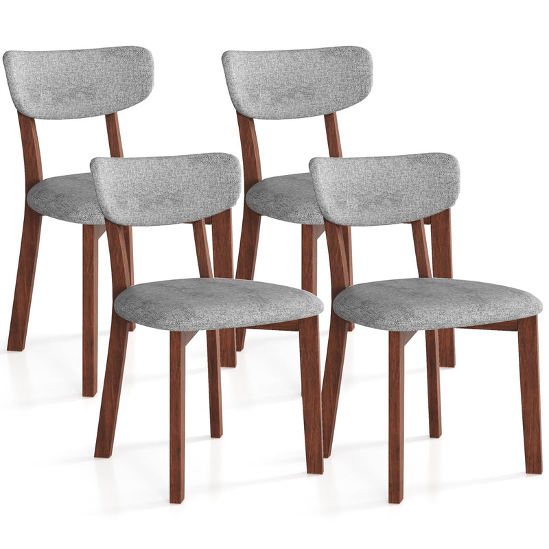 KOMFOTT Dining Chairs Set of 2/4, Upholstered Mid-Back Kitchen Chairs with Solid Rubber Wood Frame, Curved Backrest & Padded Seat Cushion