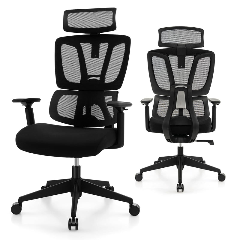 KOMFOTT Ergonomic Office Chair - Mesh Desk Chair with Adjustable Lumbar Support, Headrest & Armrests