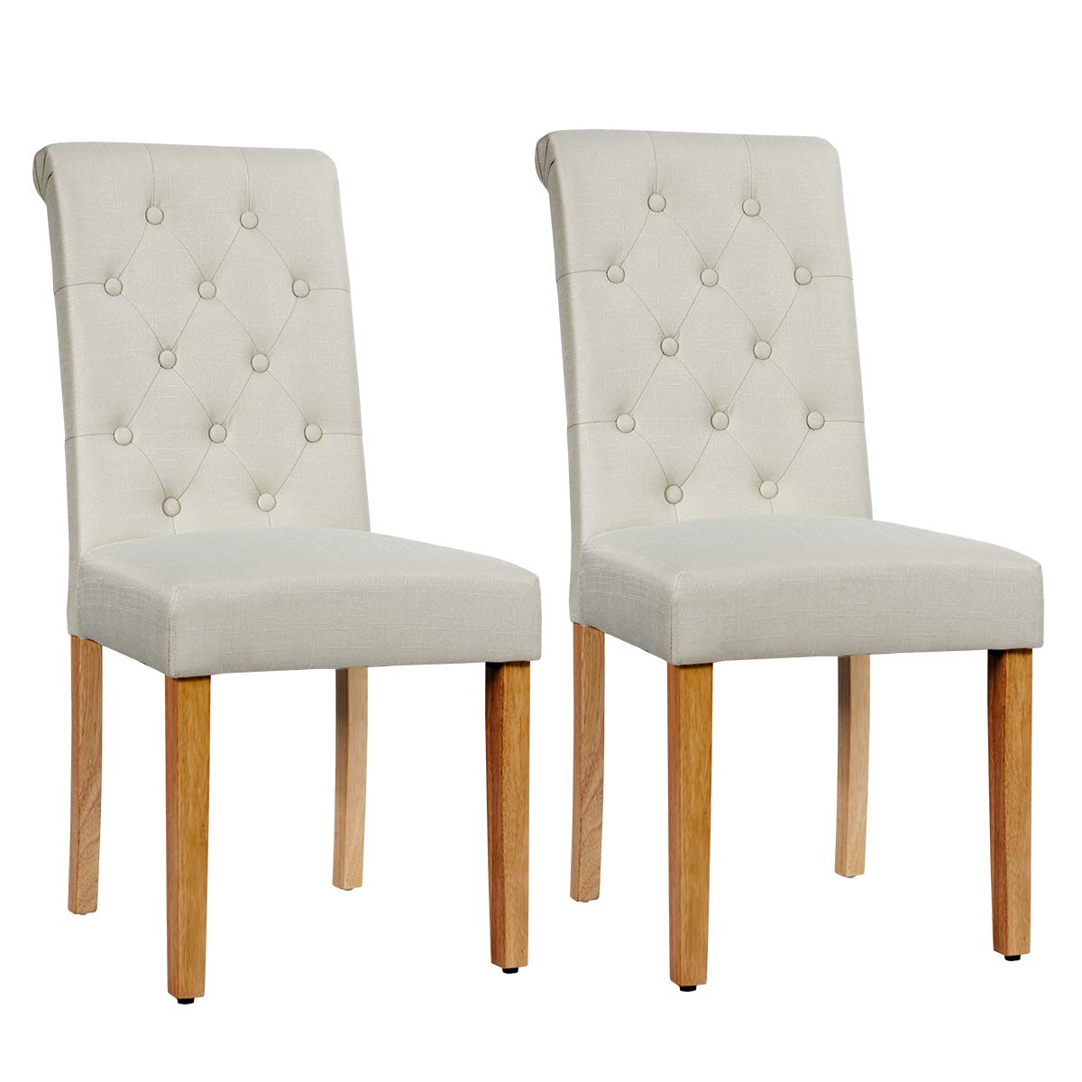 KOMFOTT Upholstered Accent Dining Chairs Set of 2/4 with Adjustable Anti-Slip Foot Pads, High Back, Sturdy Wood Legs