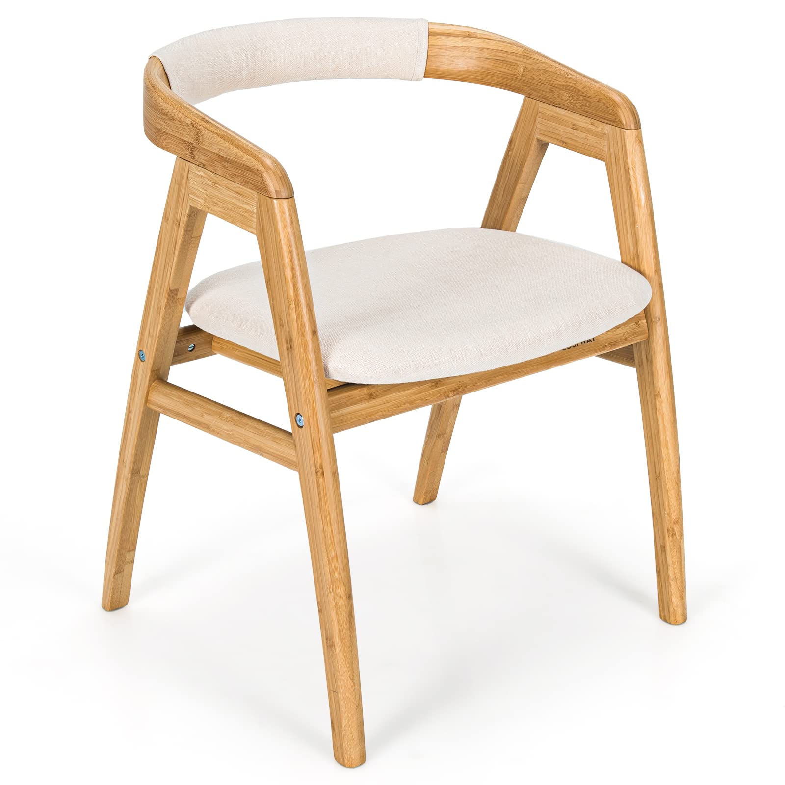 KOMFOTT Bamboo Accent Chair, Modern Painted Bamboo Leisure Chair w/Comfy Fiber Cushion, Curved Backrest, Solid Legs