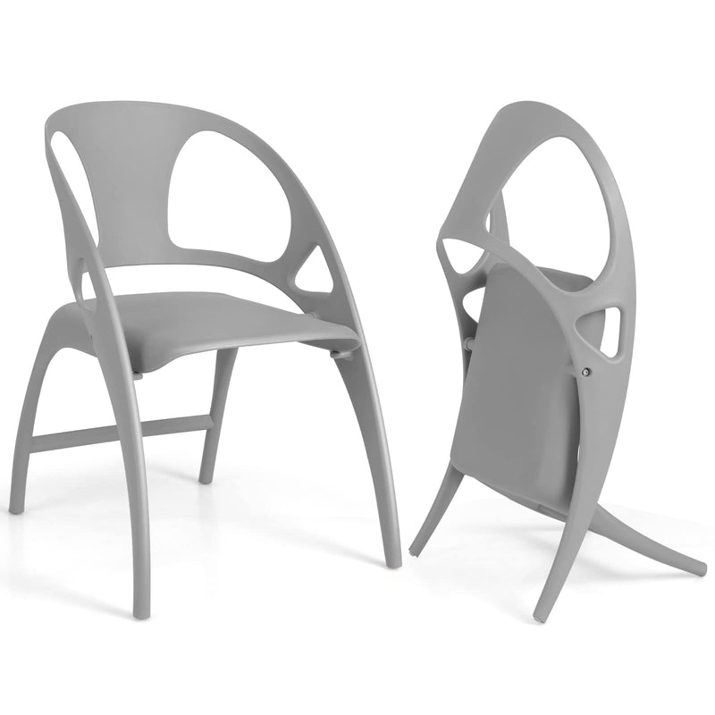 KOMFOTT Folding Dining Chairs Set of 2, Outdoor Plastic Dining Chairs with Armrest and High Backrest