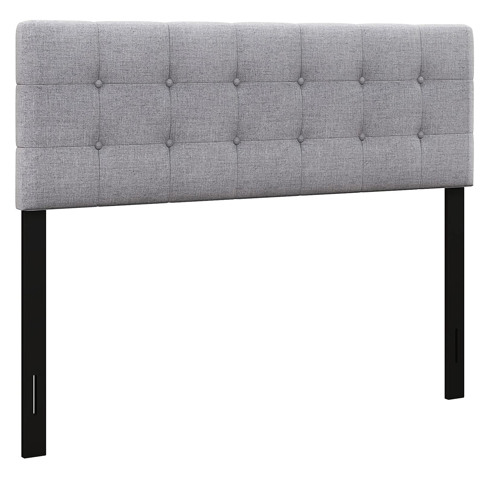 KOMFOTT Linen Upholstered Headboard, Modern Tufted Button Bed Headboard with Solid Rubber Wood Legs