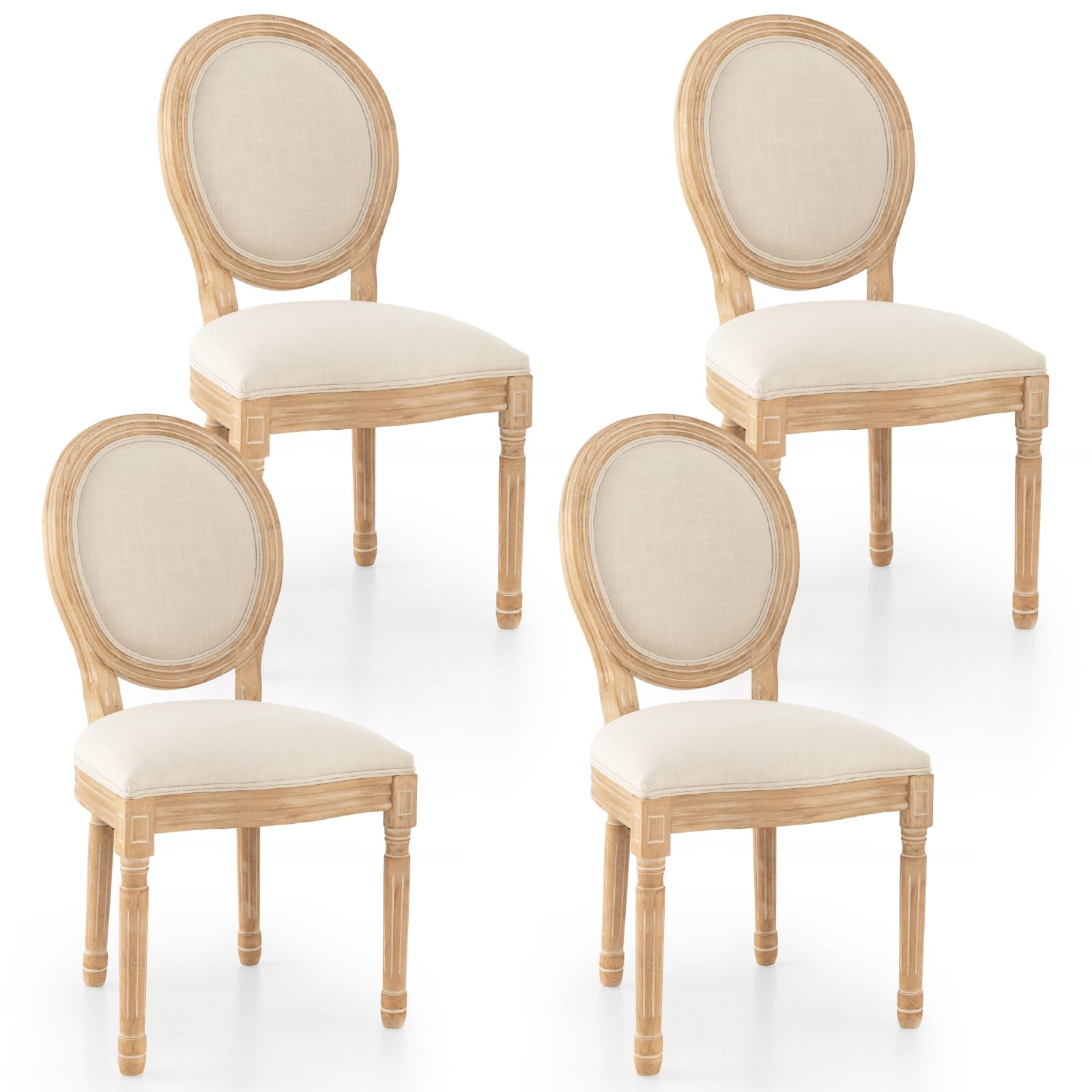 KOMFOTT Wood French Style Dining Chairs Set of 2/4 with Padded Seat & Back