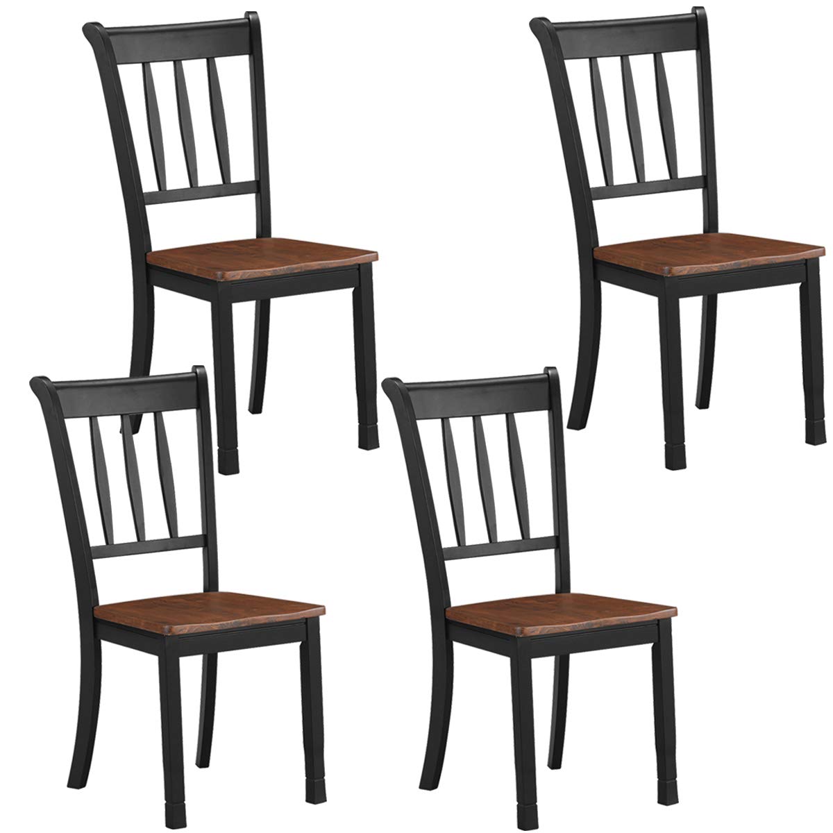 KOMFOTT Set of 2/4 Wood Solid Rubber Wood Armless Dining Chairs with Non-Slip Foot Pads