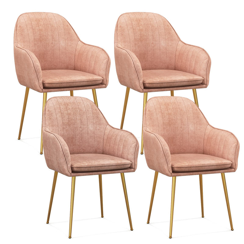 KOMFOTT Modern Dining Chairs Set of 2 - Upholstered Arm Dining Chair with Steel Legs, Thick Sponge Seat, Non-Slipping Pads
