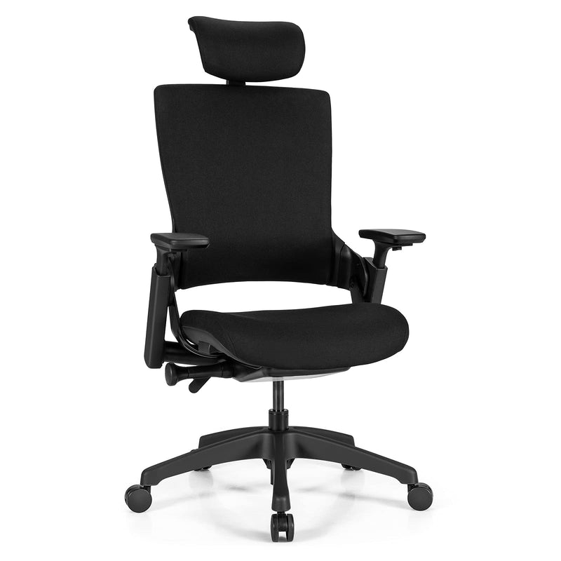 KOMFOTT Home Office Desk Chair Swivel Executive Chair with Ergonomic High Back, Sliding Seat, 3D Armrest, Rotatable Headrest, Adjustable Lumbar Support